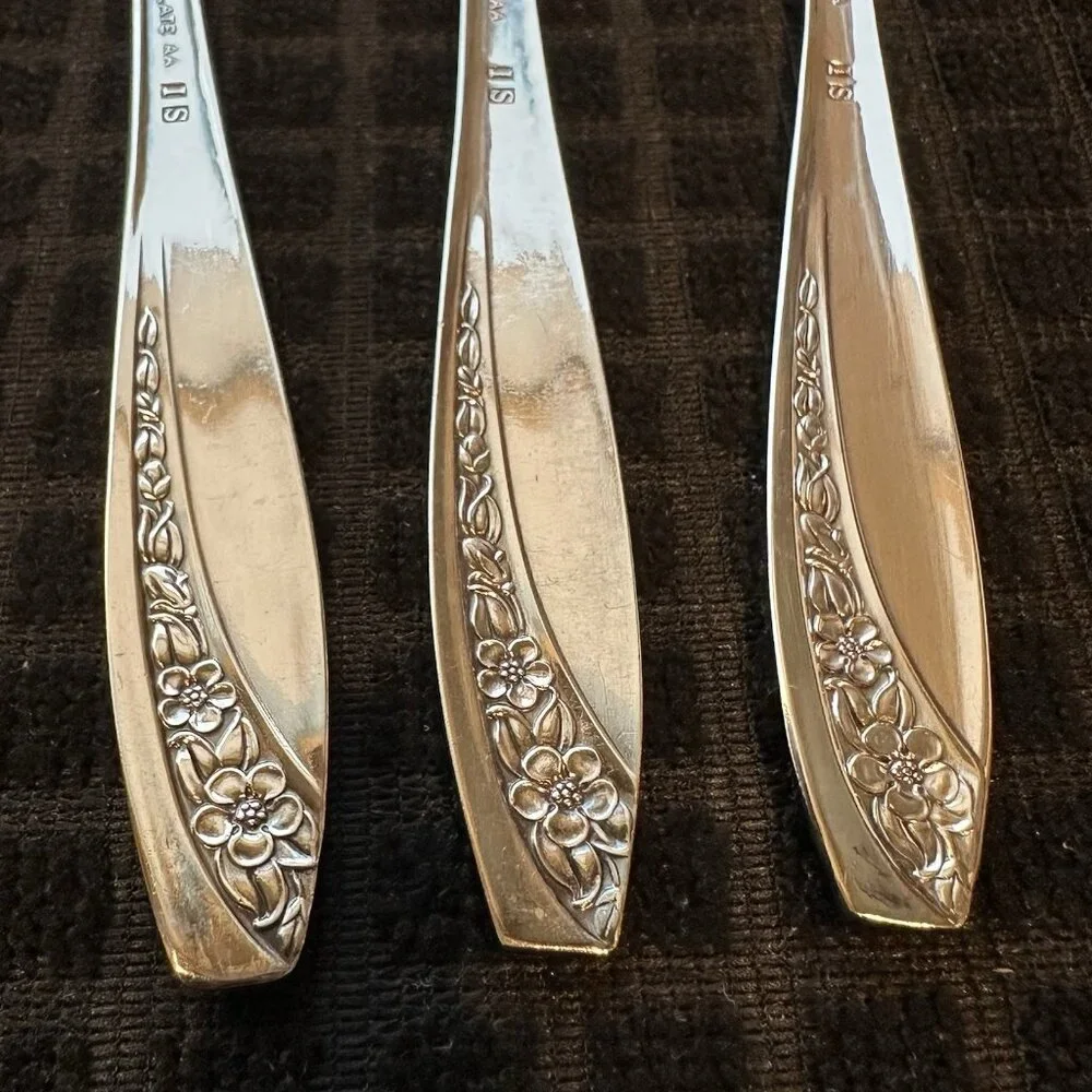 Wm Rogers IS Precious Mirror Silverplate 3 Pc Serving Set Fork Spoon Pie Server